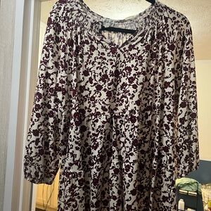 Wonderly Burgundy and Cream Floral Top